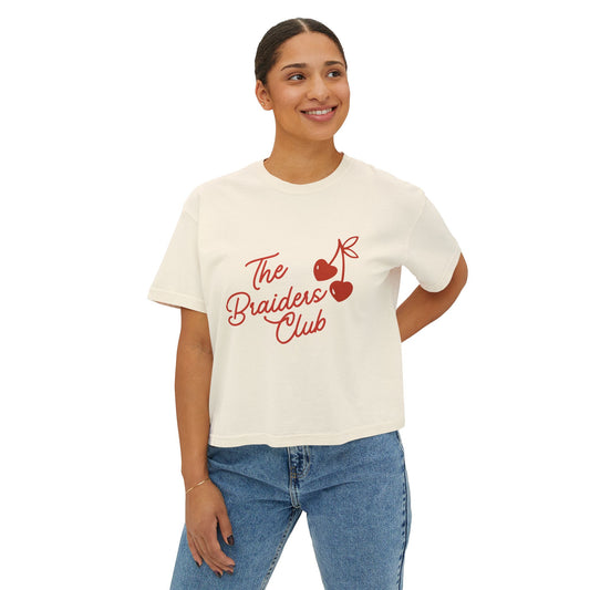 The Braiders Club Boxy Tee — Vintage Cherry Logo Women's Tee